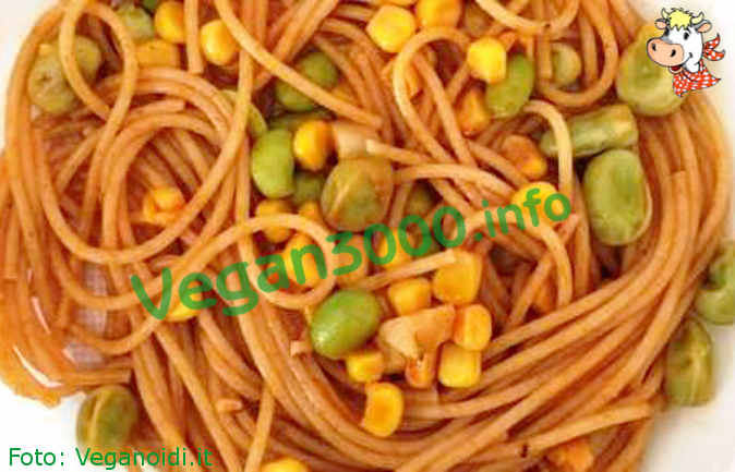 Foto numero 1 della ricetta Spaghetti integrali con soia edamame, mais e fave